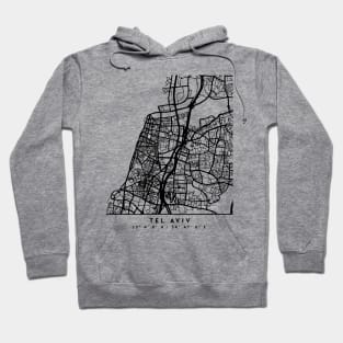 TEL AVIV ISRAEL BLACK CITY STREET MAP ART Hoodie